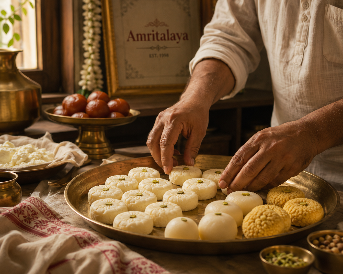 Traditional sweets at Amritalaya
